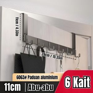 Gantungan Baju Pintu Kamar Tidur Gantungan Aluminium Dapat Disesuaikan Gantungan Rak Dinding Kamar Mandi Pakaian Bor Gratis6 7 8 Kait Penyimpanan Topi Handuk Mantel Door Hook Organizer