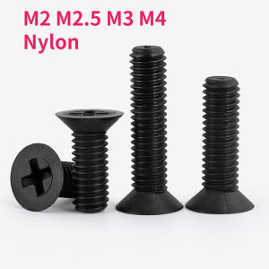 M2 M2.5 M3 M4 Black Nylon Countersunk Head Screws Plastic Phillips Flat Head Bolts