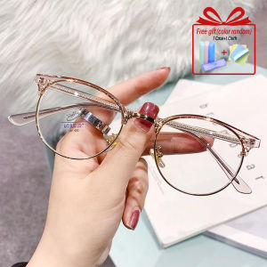 2024 Graded Glasses for Nearsighted Fashionable Round Frame Photochromic Micro Cat Eye Style Transparent Gray Grade
