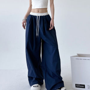 Black Pants For Women American-style Loose Wide-leg Pants Patchwork Joggers Floor-length Leggings