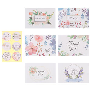 6pcs/pack Multi Style Floral Thank You Notes for Your Wedding Baby Shower Business Anniversary Bridal Shower - Watercolor Flower Cards with Envelopes - Blank Inside (Thank You)