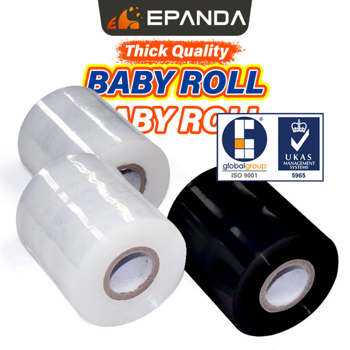 EPANDA Stretch Film Baby Roll 100mm x 250g Black/Clear Wrapping Plastic