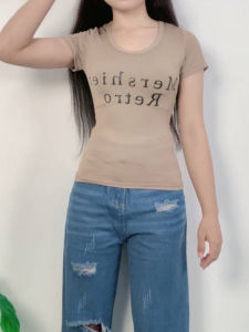 ชุดเซ็ต 2 ชิ้นเสื้อยืดแขนสั้น+กางเกงขายาว สไตล์พรางหุ่น