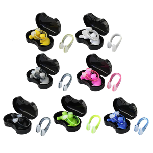 Reusable Waterproofs Earplugs Swimming Nose Clip for Swimming Soundproof Sleep Anti Leakage Silicone Nose Clip Set