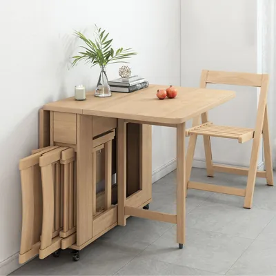 Folding Dinning Table and Chair Set Wood Space Saving Foldable Kitchen Dining Table