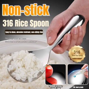 【FAMMY FAEY】316 Stainless Steel Non-Stick Rice Spoon Stainless Steel Rice Spoon Household Kitchen Non-Stick Rice Spoon Large Shovel Spoon Canteen Rice Spoon Public Rice Spoon不锈钢不粘饭勺