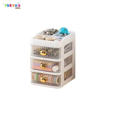FR-K166 Rak Kosmetik Serbaguna 3 Laci Tempat Make Up Storage Box Bear / Rak Kotak Penyimpanan Alat