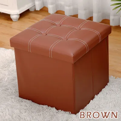 2 In 1 Collapsible PU Leather Storage Stool Chair Foldable Organizer Box Folding Waterproof Sofa Footrest Bench Seat