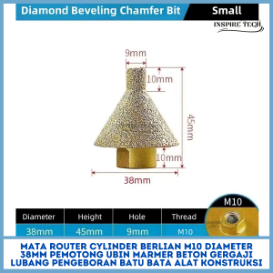 Diamond Router Bits 38mm/50mm Milling Tile Cutter Marble KERUCUT+CYLINDER Pemotong Ubin Marmer Beton Gergaji Lubang