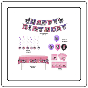 【JJ HOME】Kuromi Party Supplies Set / Kuromi Theme Decoration /Event Kit/ Birthday Ornaments