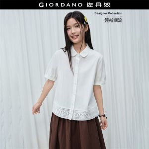 GIORDANO Women Shirt Warm Weather Shirt Moderate Thickness Shirt Non-Elastic Shirt 18346603