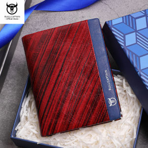 BULLCAPTAIN Mens Leather Wallet Business Casual Multi-Card Slot RFID Anti-theft Swipe Card Bag Cash Clip Contrasting Color Wind Leather Wallet