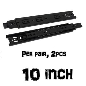 2-Pack 10-Inch Stainless Steel Full Extension Drawer Slides with Three-Section Guide and Roller