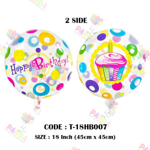 [PANDA] 18 Inch Printed Happy Birthday Transparent Foil Balloon Foil Belon For Belon Bouquet Balloon