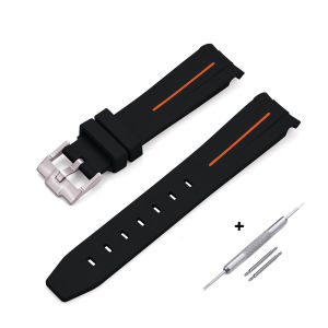 [Ready Stock]Rubber Watch Strap 20mm Curved End TPU Silicone Rubber Strap Waterproof Sports Bracelet For Men and Women Watch Belt Accessories Curved interface Silicone Wrist Band