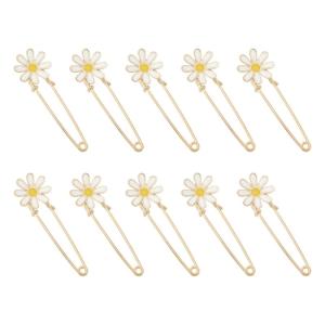 10Pcs Flower Safety Pin Cardigan Collar Clip Decorative Brooch Jeans Waist Tighteners Pin for Trousers Shirt Dress