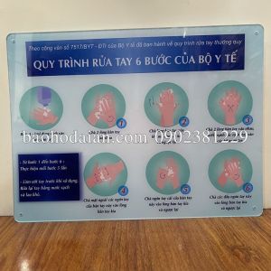 Bảng hướng dẫn quy trình 6 bước rửa tay của bộ y tế mica 30 x 40
