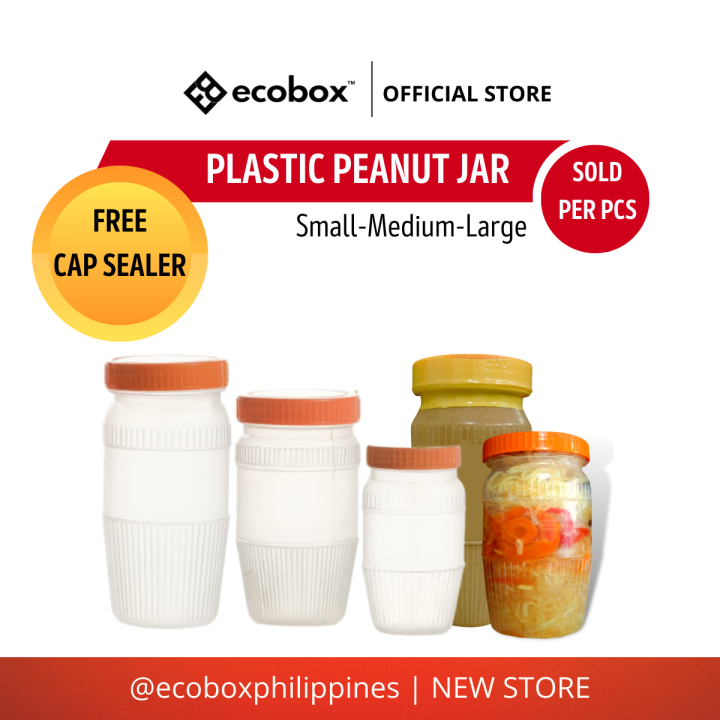 Ecobox with Cap Seal Plastic Peanut Butter Jar, Bagoong Jar, Atsara, Jam  Container, Jars, Canister