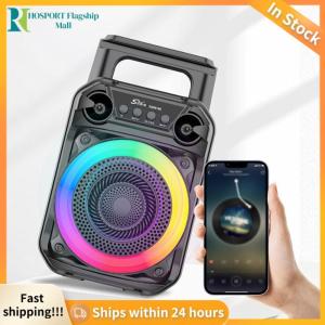 【HFM】 Wireless Portable Bluetooth Speaker with Microphone RGB Lighting for Karaoke Parties and Outdoor Events