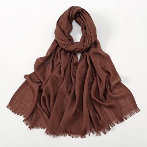 Plain Soft Cotton Scarf Bamboo Woven Tassel Hijab Scarf 180x70cm Long Shawl Muslim Women Prayer Long Muffler Wrap
