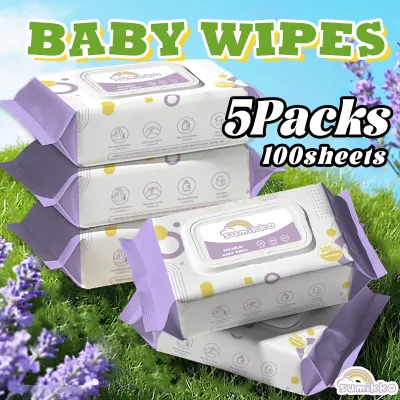 Sumikko 5 Packs x 100 Sheet No-Alcohol Gentle Baby Wet Wipes Disposable Cotton Odorless