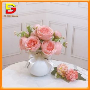 Bình Hoa Để Bàn Lọ Hoa Mẫu Đơn Lụa Mini Cao Cấp Trang Trí Decor Bàn Học Bàn Làm Việc DG-404