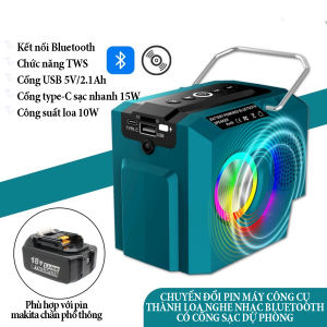 Bộ chuyển đổi pin máy công cụ thành loa nghe nhạc kết nối bluetooth cổng sạc dự phòng hỗ trợ sạc nhanh 18W