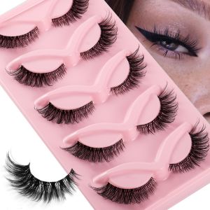 5 Pairs Natural False Eyelashes Imitation Mink Hair Fox Eye False Eyelashes Natural Thick Cat Eyelashes Multiple Styles Available