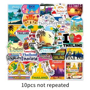 50PCS Travel Commemorative Thailand Scenery Sticker Pattaya Bangkok Phuket Cartoon Graffiti Decals Decorative Laptop Luggage DIY Sticker