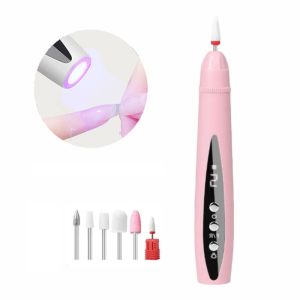 JON09 2-In-1 Nail Drill Machine 6 Grinding Head Cordless Electric Nail Drill Nail Polisher Tools LCD Display UV Nail Polish Remover Household