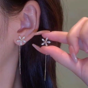 Lucky Pretty Hot Sale Butterfly Long Linear Dangle Studs Drop Earrings Tassel Chain Dangler For Women Elegant Fairy Earrings Aesthetic Fashion Jewelry Accessories Gifts