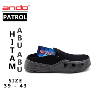 Sepatu Sandal Anak Remaja Laki Laki – Sepatu Sandal Pria Dewasa – ANDO – PATROL – Size 39-43 – Slip On – Outdoor – Casual – Fashion Hitam Abu-Abu