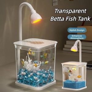 VALUEPULSE Landscape Desktop Betta Fish Tank Creative Mini Ornamental Fish Tank Creativity Acrylic Ecological Aquarium Kit Home Office Decoration