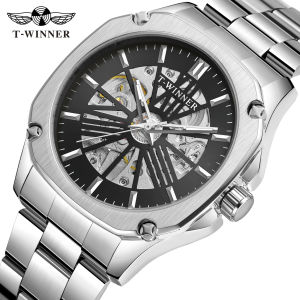 ผู้ชนะนาฬิกาแบรนด์ชั้นนำนาฬิกาอัตโนมัติผู้ชาย Gold Hollow Skeleton นาฬิกาข้อมือหนังนาฬิกาธุรกิจชายนาฬิกาไขลาน Dropship