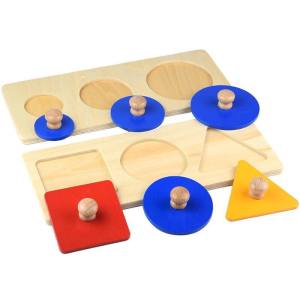 Montessori Wooden Puzzle Geometric Toy Hand Grab Shape and Size Match Puzzle