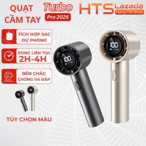 Quạt Cầm Tay Turbo Làm Mát Nhanh 3 Mức Gió Dung Lượng Pin 4000mAh Với Màn Hình Hiển Thị Kỹ Thuật Số