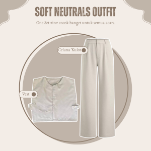 Setelan Rompi Wanita 4in1 (Kemeja Basic - Vest - Celana Kulot - Jilbab) OOTD Soft Girl Outfit HO100N