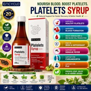 Encyclo Platelets Syrup 200ml | Supports Healthy Platelet Levels & Blood Formation Supports Hemoglobin & Red Blood Cell Production