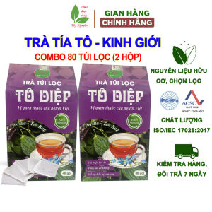 Trà tô diệp trà túi lọc tía tô (combo 2 hộp 80 gói) kinh giới gừng Bảo Khang giảm ho tiêu đờm trắng da hạ sốt giảm cân
