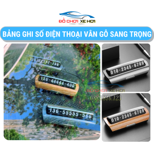 Bảng Ghi Số Điện Thoại Vân Gỗ Sang Trọng Để Trên Taplo Xe Ô Tô