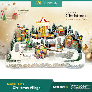 FC619 l Festive Christmas Village Scene Classic Tradional LED Music Decorative Holiday