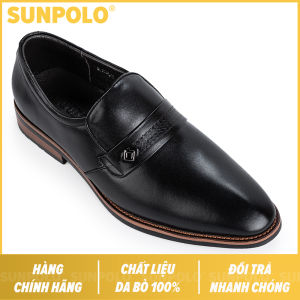 Giày Tây Nam Da Bò SUNPOLO Sang Trọng SPH428 (Đen Nâu)
