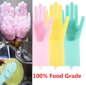 EH Magic Silicone Dish Washing Gloves All Purpose Scrubber