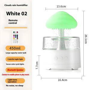 Raindrop Cloud Rain Humidifier LED Colorful Light Mushroom Cloud Essential Oil Aromatherapy Diffuser for Sleeping Home