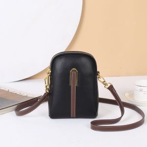 Royal Bagger Women Small Phone Bag Genuine Cow Leather Fashion Shell Purse Lady Crossbody Shoulder Sling Bags Contrasting Color