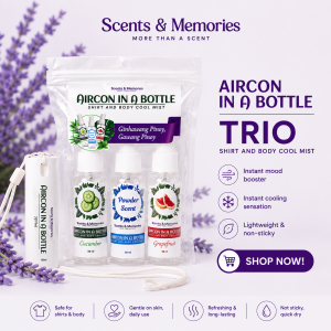 Shirt & Body Cool Mist Aircon in a Bottle TRIO 50ml Cucumber Grapefruit & Powder