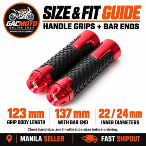 GACMOTO Handle Grips with CNC Alloy Bar Ends for Yamaha Motorcycle & Scooter – 1 Pair