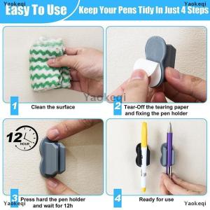 [COD] Yaokeqi High Quality Silicone Self-Adhesive Creative Pen Rack Anti-fall Anti-lost Storage Clip Marker Pen Desk Organizer Accessories
