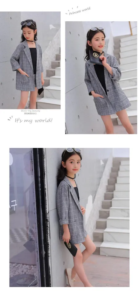 NEW ARRIVAL】Kids Girls Blazer Jacket Vest Shorts 3PCS Tuxedos