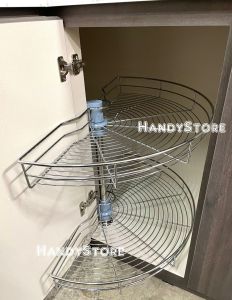 Pull Out Corner Shelf Rack/ 180 degree Swivel Basket Without/ With Pole